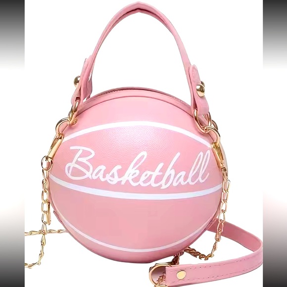 BASKETBALL SHAPE CROSSBODY MINI BAG, METAL CHAIN, LETTERS PRINTED - Picture 1 of 7
